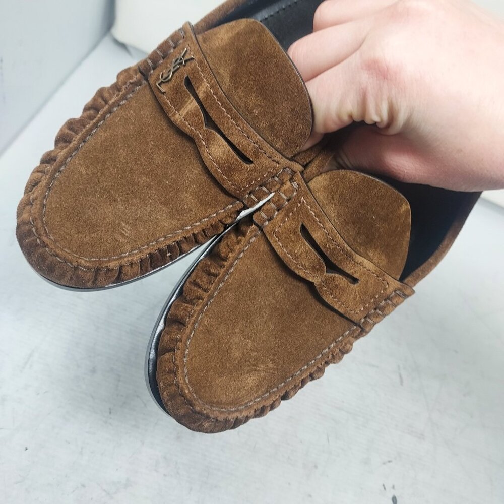 Saint Laurent Brown Suede Loafers - Picture 5 of 12